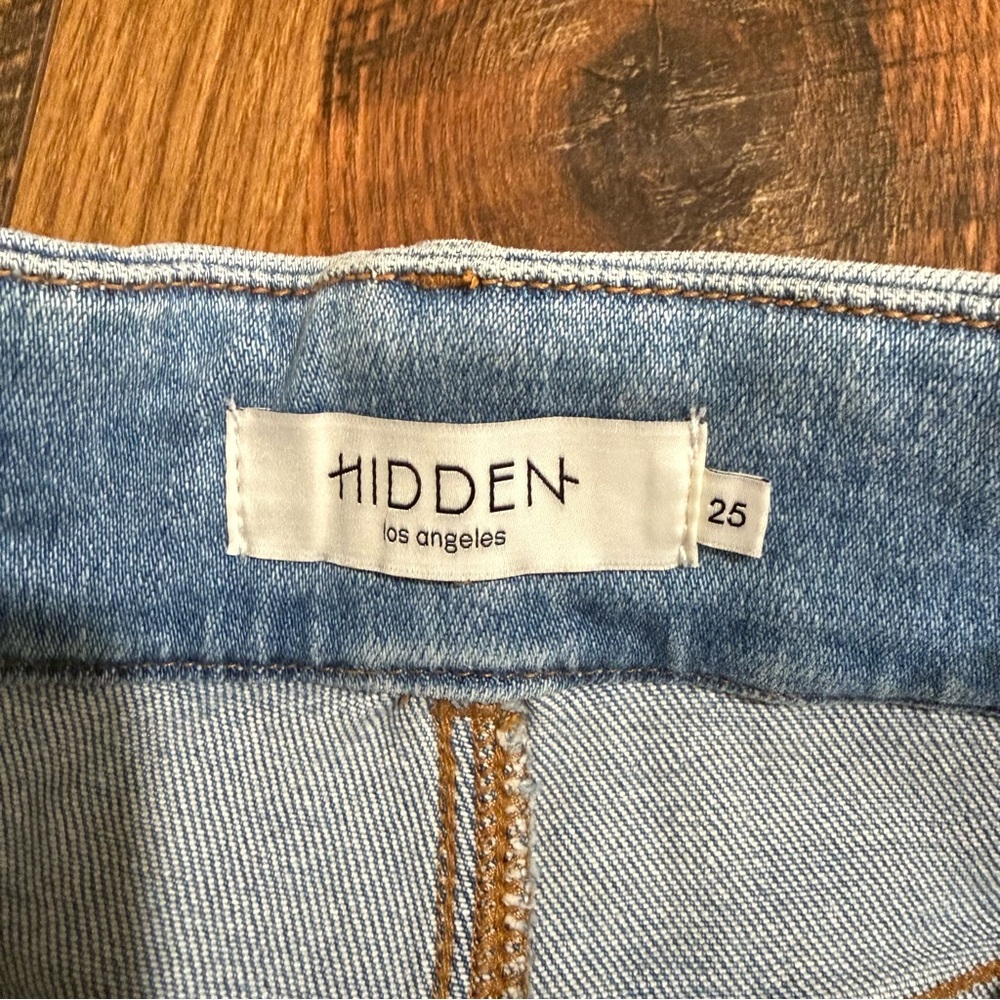 Hidden Jeans Light Wash High Rise Wide Leg Raw Hem Jeans 25 - Picture 4 of 10